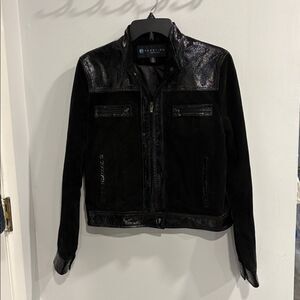 Leather/Suede Kenneth Cole Reaction Women’s 
Glossy Black Leather Suede Jacket